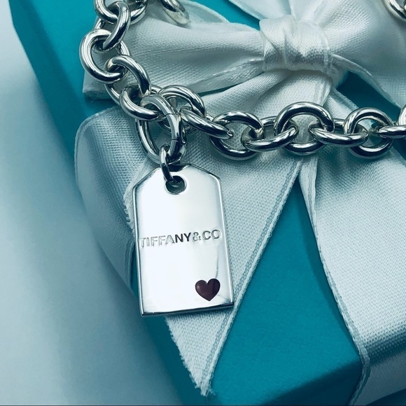 Tiffany & Co CUSTOM New York Heart ID Tag Apple Charm Bracelet with PACKAGING - Picture 4 of 14